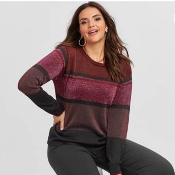 VENUS Sweaters - Venus plus size metallic thread sweater